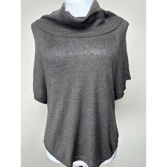 Women’s Brown Sweater Short Sleeve Cowl Neck Cropped Sz S Fall Classic NWT - Picture 1 of 14